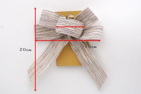 Cream and Red Metallic Skinny Stripe 5 Loops Ribbon Bow_BW637-K1528-2